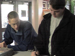 Signing register at Springer Mountain